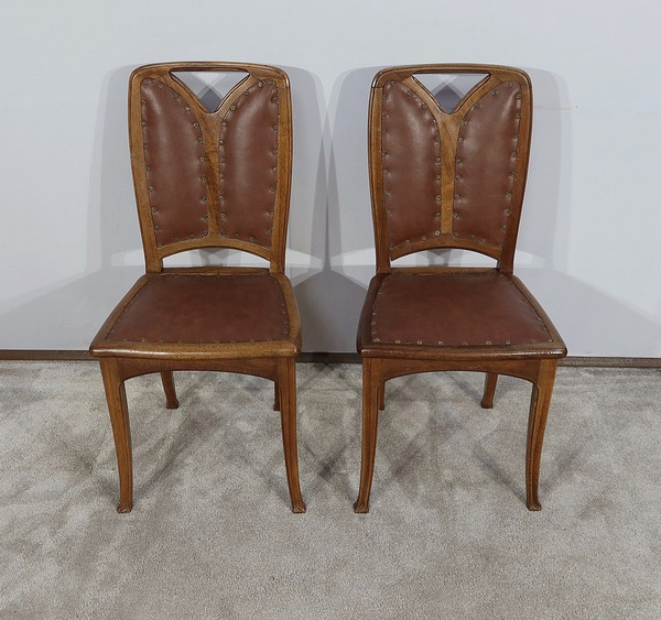 Pair of Walnut Chairs, Nancy School, Art Nouveau – 1900