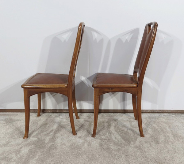 Pair of Walnut Chairs, Nancy School, Art Nouveau – 1900