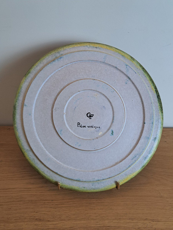 La Grange Aux Potiers, Decorative Round Dish, Ceramic, Year 50/70.