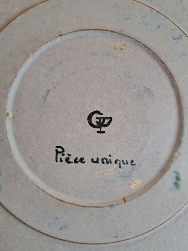 La Grange Aux Potiers, Decorative Round Dish, Ceramic, Year 50/70.