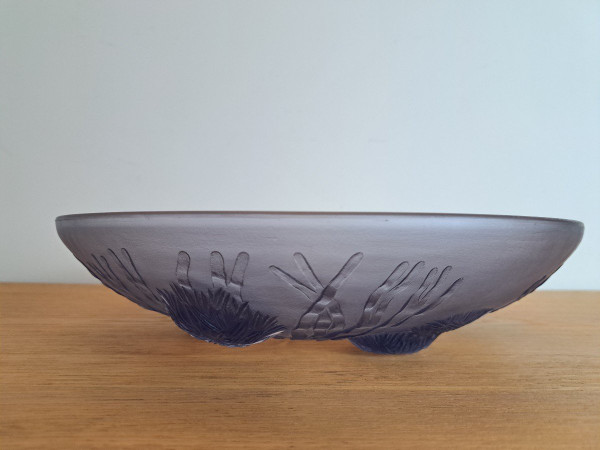 Sabino , Grande Coupe Aux Oursins , Verre Bleu , Art Déco , XX°.