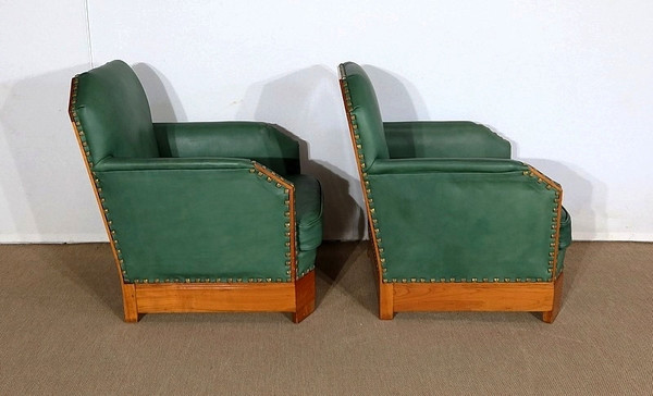 Pair of Art Deco Armchairs in Solid Cherry – 1st part of the 20th century