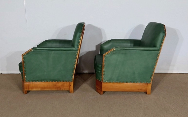 Pair of Art Deco Armchairs in Solid Cherry – 1st part of the 20th century