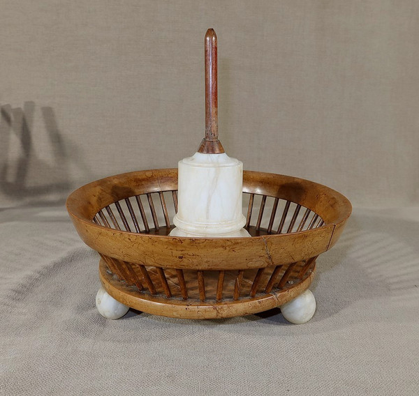 Small wool dispenser in wood and alabaster – Early 19th century