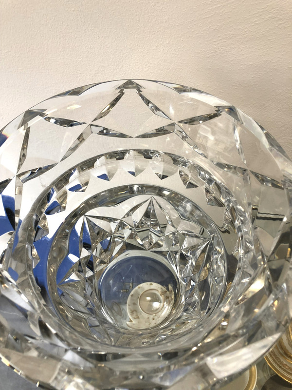 Large and heavy cut crystal vase stamped BACCARAT 24 cm