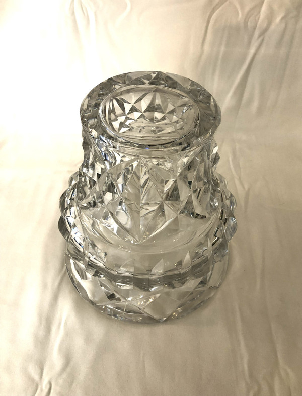 Large and heavy cut crystal vase stamped BACCARAT 24 cm