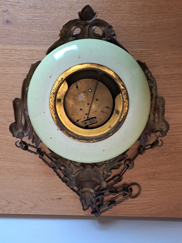 Lampada da parete Cartel detta dell'Orologio del Fornaio, Art Nouveau, Fine XIX Secolo.