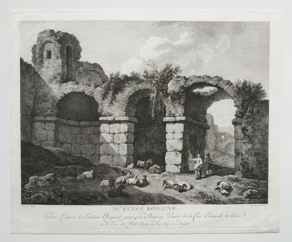 Etching Engraving Architecture 18th Century Roman Ruin Old Print