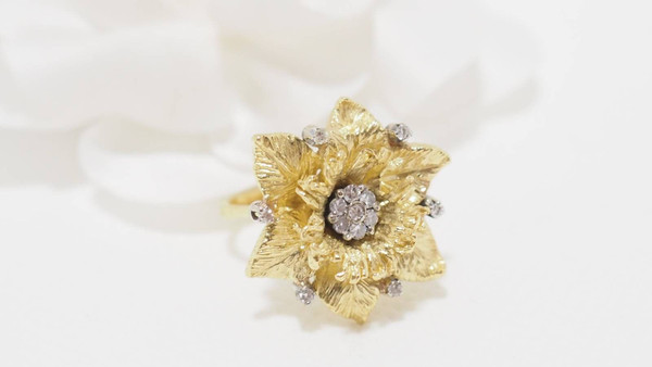 Vintage ring in yellow gold and diamonds