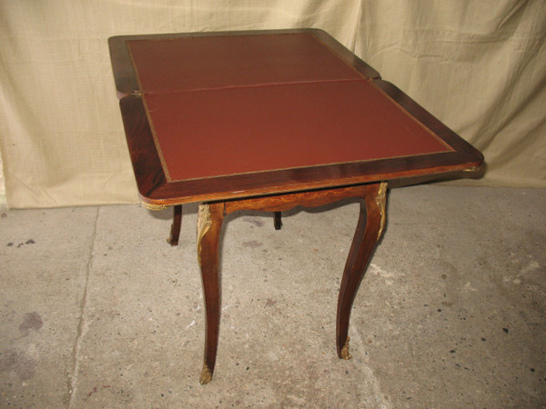 Louis XV style gilt bronze and marquetry games table, late 19th century period