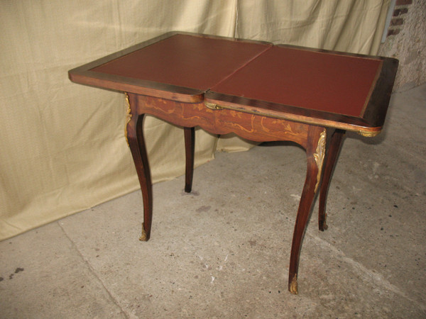 Louis XV style gilt bronze and marquetry games table, late 19th century period