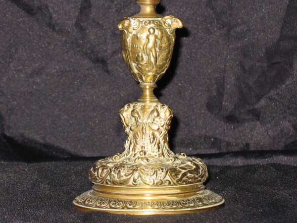 Small bronze pocket cup decorated with bacchanalia in the Renaissance style