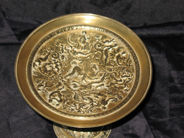 Small bronze pocket cup decorated with bacchanalia in the Renaissance style