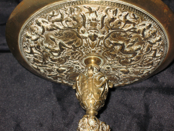 Small bronze pocket cup decorated with bacchanalia in the Renaissance style