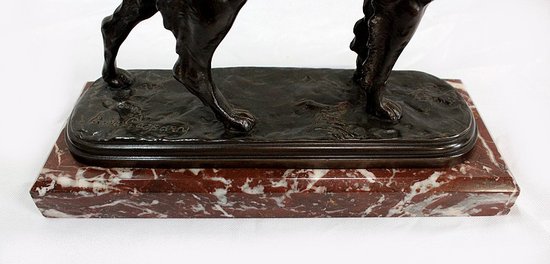 Bronze "Hunting dog at the stop" by E. de Gaspary - Late 19th century