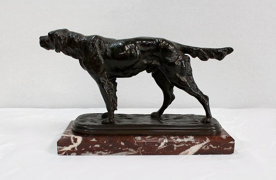 Bronze "Hunting dog at the stop" by E. de Gaspary - Late 19th century