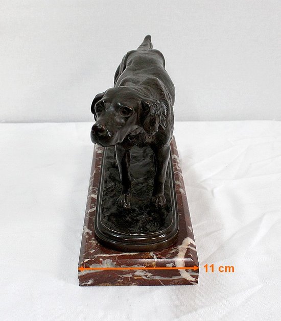 Bronze "Hunting dog at the stop" by E. de Gaspary - Late 19th century