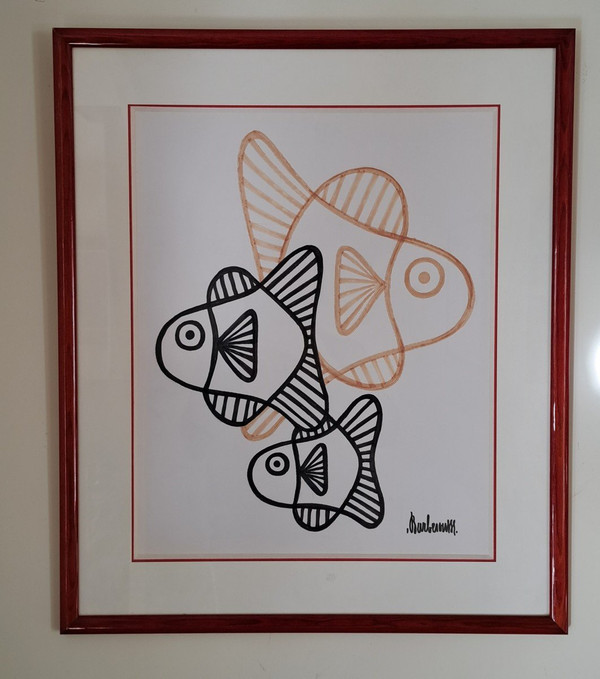 Barbarossa, Philippe Josse , Fish , Drawing , XX°.