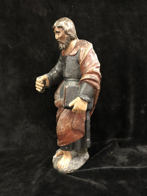 Saint Apostle Barthélémy Polychrome Carved Stone France 17th century