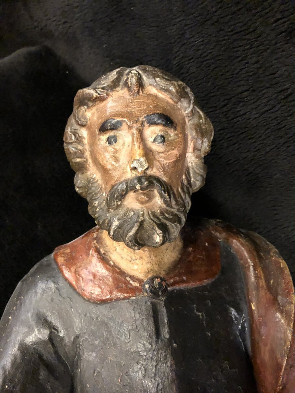 Saint Apostle Barthélémy Polychrome Carved Stone France 17th century