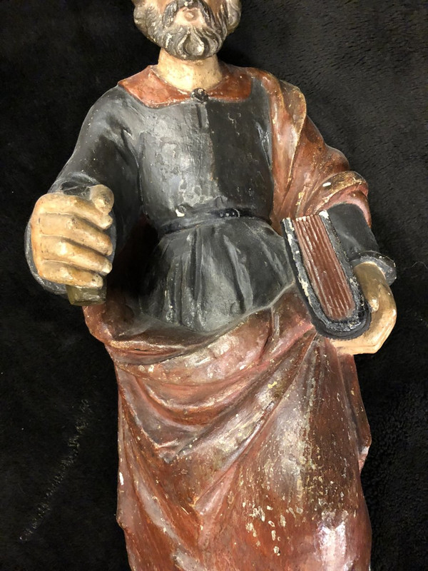 Saint Apostle Barthélémy Polychrome Carved Stone France 17th century