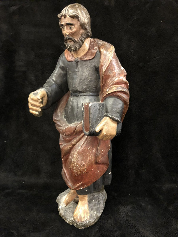 Saint Apostle Barthélémy Polychrome Carved Stone France 17th century