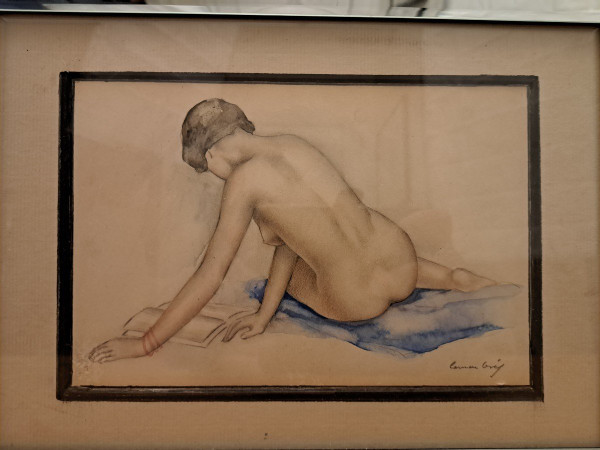 Carmen Osés Hidalgo , Nu Féminin De Dos , Dessin Et Aquarelle , Année 30 .