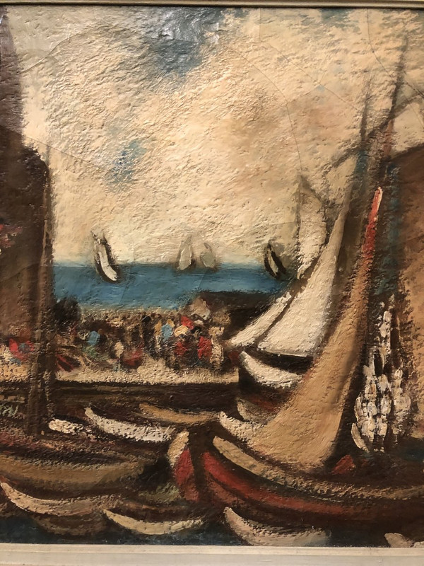 Pittura su tela école Du XXe - Le Port