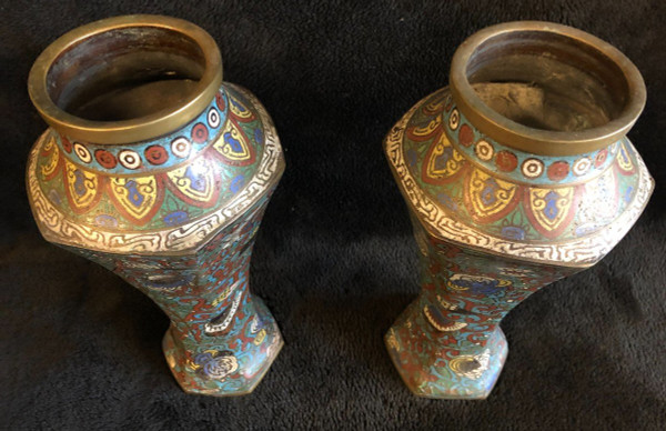 Paire De Vases En Bronze Cloisonné Japon XIXème Siècle