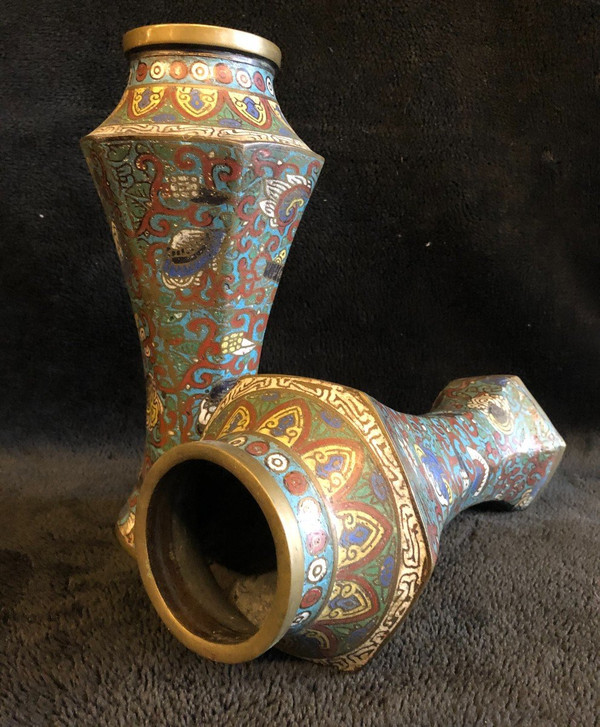 Paire De Vases En Bronze Cloisonné Japon XIXème Siècle