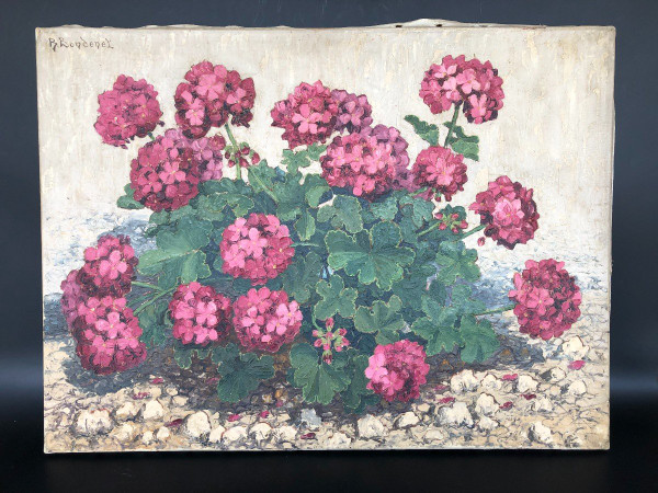 René Bondenet (XX) - Still life with geraniums