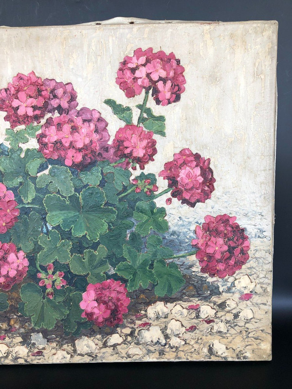 René Bondenet (XX) - Still life with geraniums