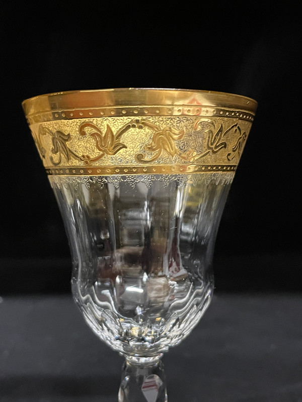 Saint Louis - Modèle Callot Cristal Doré 2 Verres à Vin H: 14,5 Cm Thistle