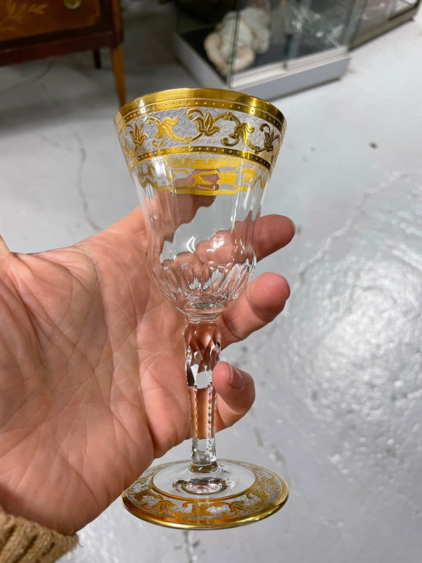 Saint Louis - Modèle Callot Cristal Doré 2 Verres à Vin H: 14,5 Cm Thistle