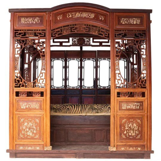 Important Chinese Or Vietnamese Wedding Bed With Canopy And Alcove