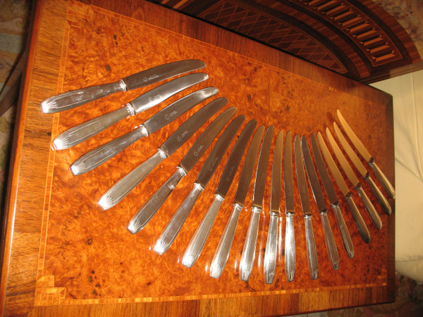 18 large Félix Frères silver-plated knives in Toulouse, Art Deco style