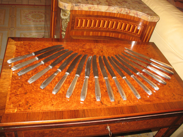 18 large Félix Frères silver-plated knives in Toulouse, Art Deco style