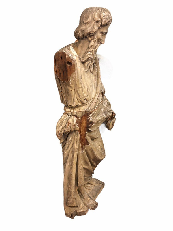 Saint Personnage Barbu - Bois Sculpté XVIIème - H 153 cm