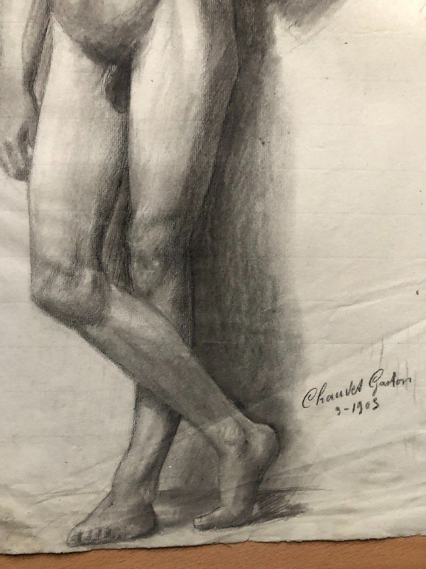 Vecchio disegno accademico intorno al 1900 di Chauvet Gaston - Matita n. 7