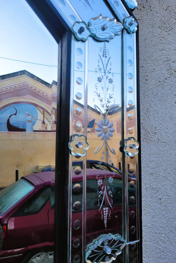 Venice, Very Large Engraved Mirror, 260 Cm, 20th Century