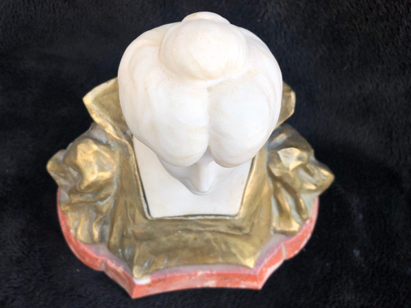 Art Nouveau Female Bust Gilt Bronze And Marble