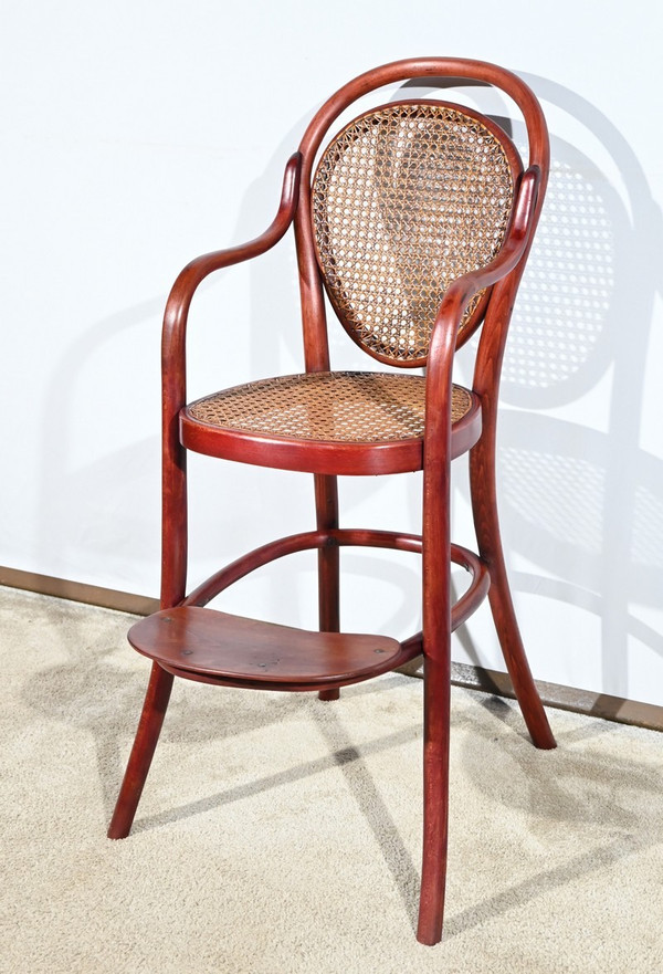 Beech high chair n°12303, stamped Thonet - Early 20th century