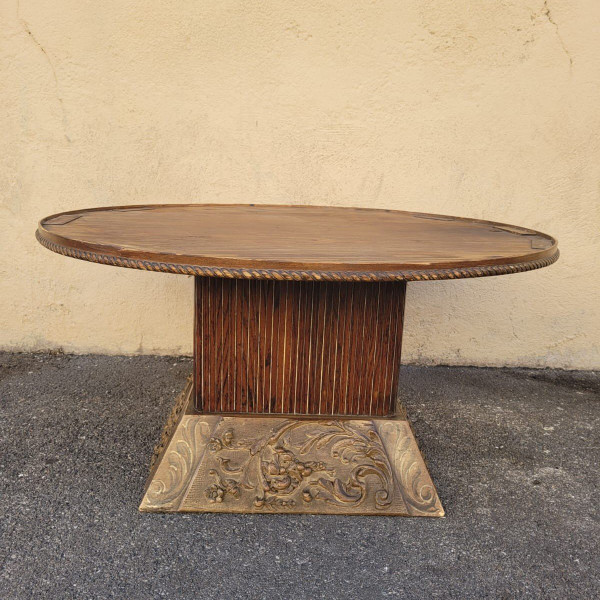 *Special offer *Coffee Table In Wood And Églomisé Glass, Art Deco, 20th Century