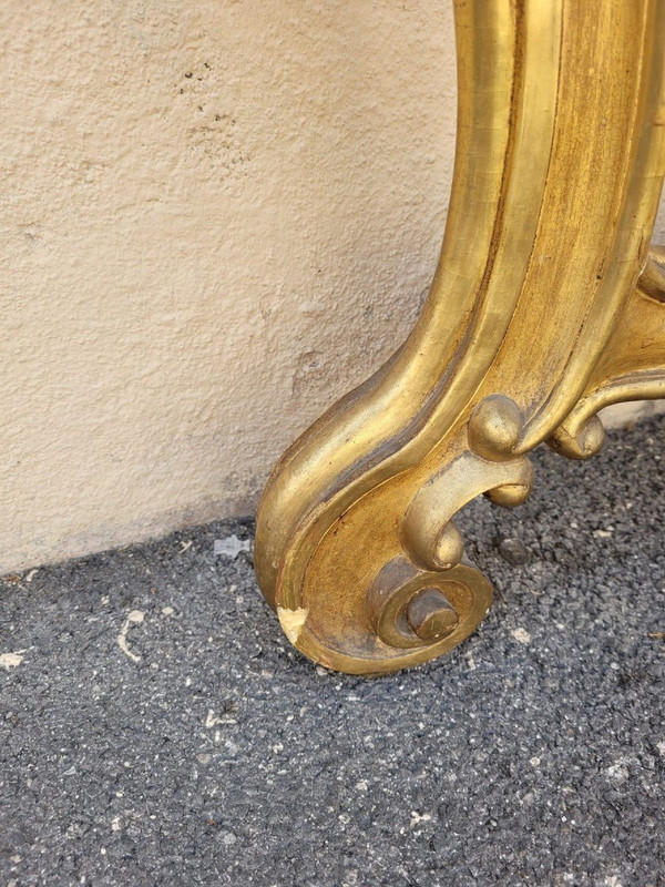 Louis XV Style Golden Wood Console, 19th Century