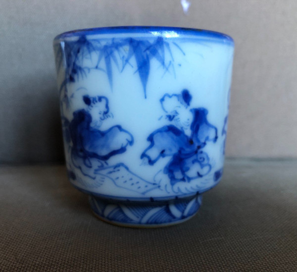 Brush Pot - Calligrafia - Porcellana vietnamita blu e bianca, XIX secolo