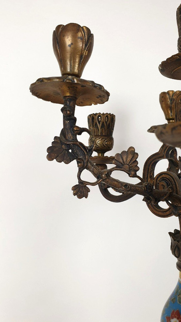 Porcelain And Bronze Candelabra, Japonism, 19th Century