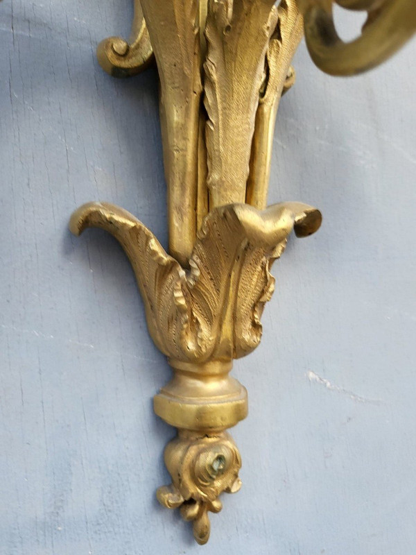 Pair of Louis XVI Gilt Bronze Sconces, 19th Century