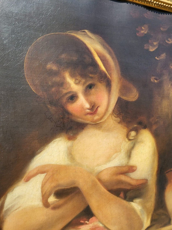 Portrait Of Young Woman, Oil On Canvas 19th Century