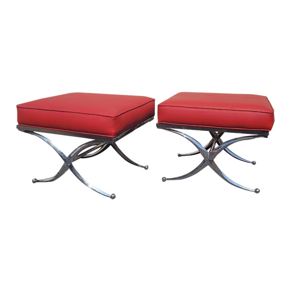 Pair Of Chrome Stools - Ralph Lauren - 20th Century