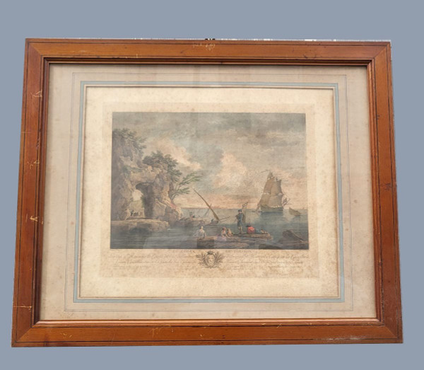 Suite De 4 Gravures Encadrées, La Pêche, XIXème Siècle